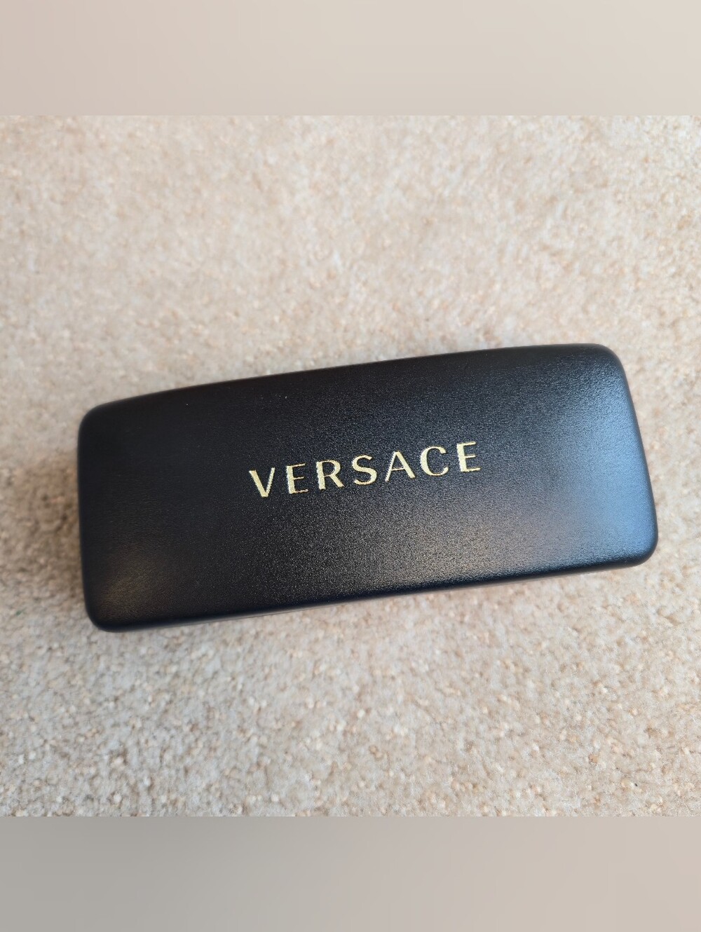 Versace Sun Glasses Hard Case Black/Gold Eye Glasses Clam Shell